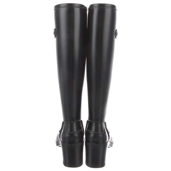Salvatore Ferragamo Rubber Knee-High Rain Boots Black sz 5 Women's - Picture 3 of 10